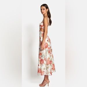 Floral DELILAH CUT OUT MIDI DRESS - Sunset Floral